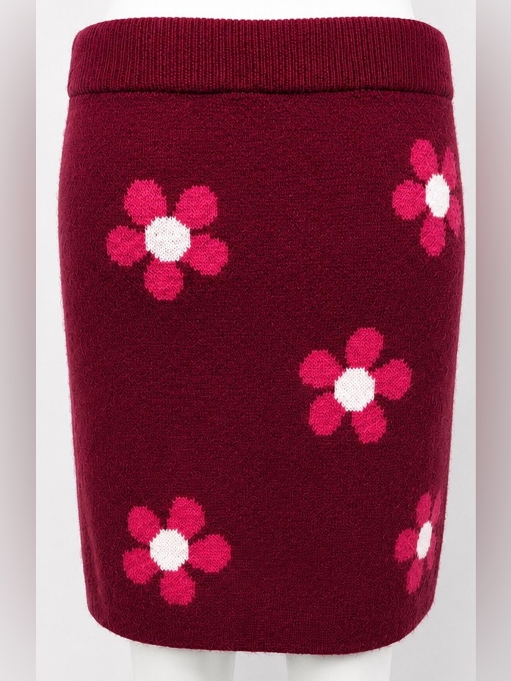 Versona Burgundy Floral Knit Sweater  Mini Skirt Size Large